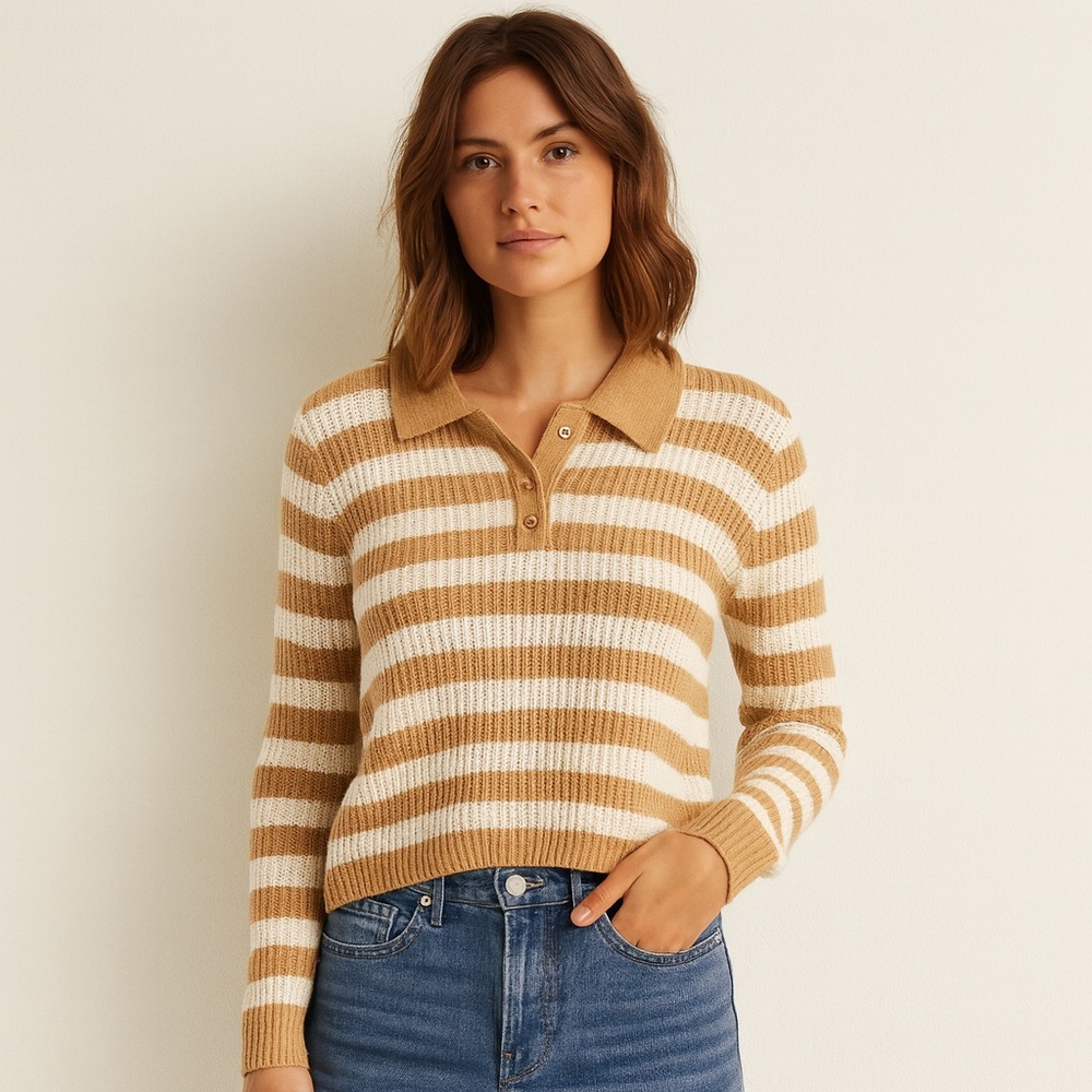 NEW American Eagle Collared Polo‎ Knit Striped Sweater XL